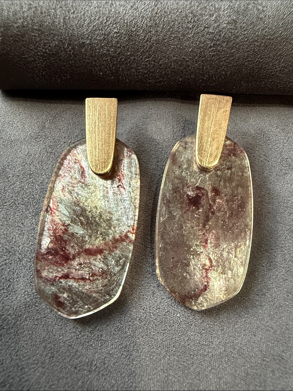 Kendra Scott Gold/ Rose Gold and Burgundy Resin Drop Earrings